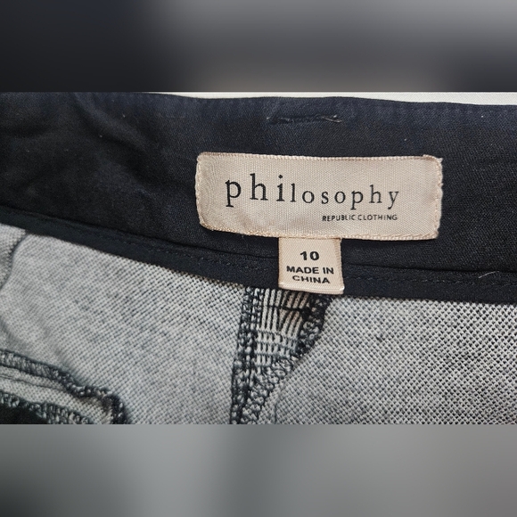 Philosophy Womens Black And White Plaid Straight Leg Button Up Pants Size 10 - Picture 4 of 12